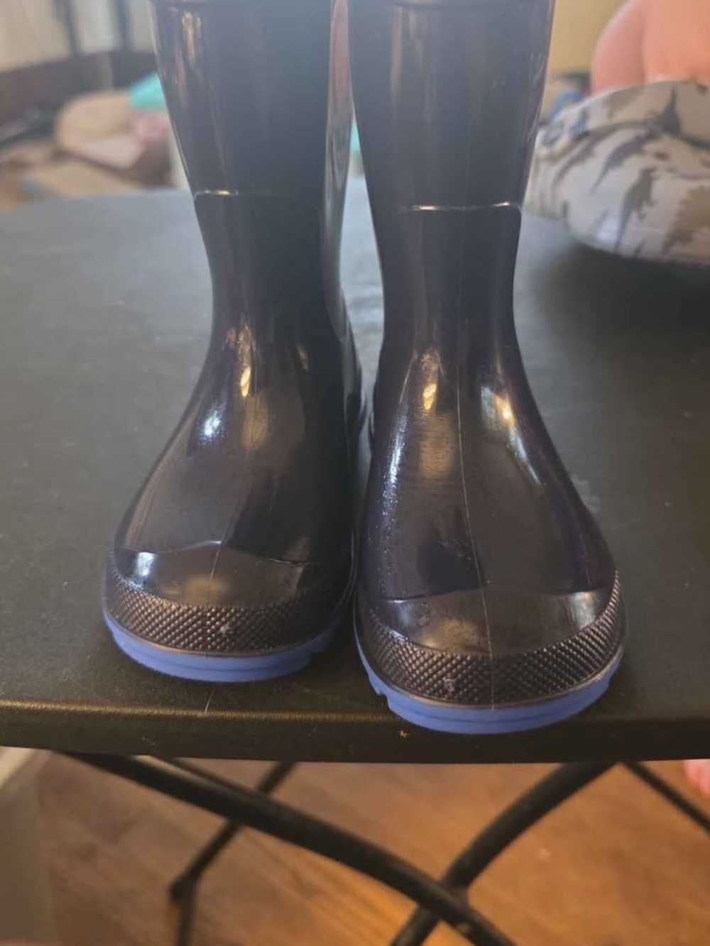 Boys Navy Rain Boots with Blue Sole